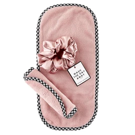 Bella Sleep + Spa Reusable Makeup Remover Facial Cloths and Scrunchie Facial Care Set, 3-Piece, Dusty Rose