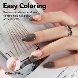 UNA GELLA Short Almond Nail Tips Pre-shape Short Almond Gel X Nail Tips 216pcs Short Almond Press on Nails 12 Sizes Soft Gel Acrylic Clear Fake Full Cover Nail Tips for Nails Extension Home DIY Salon