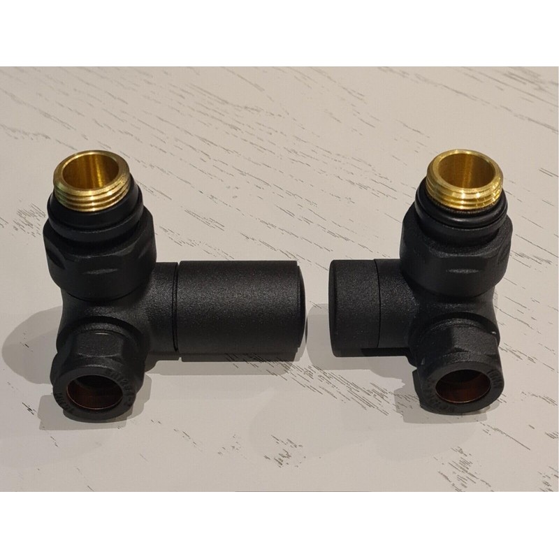 Team Controls Designer Matt Black Corner Angled Radiator Valves 15mm