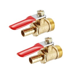 sourcing map Brass Air Ball Valve Shut-Off Switch 3/8 Inch NPT Male Thread to 5/16 Inch Hose Barb Pack of 2