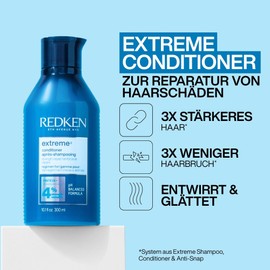 REDKEN Extreme Conditioner, Conditioner for Damaged Hair and Dry Tips, Anti-Hair Breakage Care Conditioner for Shine and Resistance, Restorative Care 300 ml