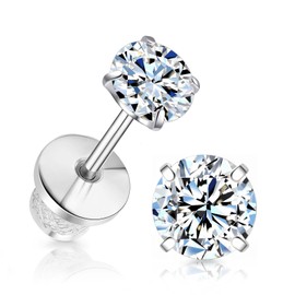 Limerencia Moissanite Stud Earrings Titanium Screw Back Earrings,D Color VVS1 Clarity Round Cut Diamond Moissanite Earrings,Hypoallergenic G23 Pure Titanium for Women Men Sensitive Ears