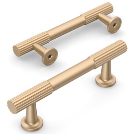 Amerdeco 10 Pack Champagne Gold Cabinet Pulls 3Inch(76MM) Hole Centers Kitchen Cabinet Handles Hardware for Cupboard Handles Drawer Pulls ZH0071