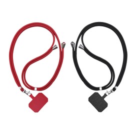 Universal Cell Phone Strap (2 Pack), Crossbody Phone Lanyards for Neck Adjustable Wrist Straps as Phone Grip Compatible with Most Phone Cases,Black Red