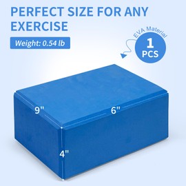 Yoga Block, Large Yoga Block 9x6x4 Inches, Sturdy Yoga Foam Blocks, High Density & Non Slip Surface for Yoga, Pilates & Stretching, Fitness Accessories for Stability & Balance (Blue)