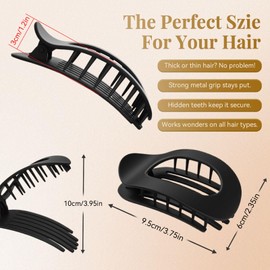 Xsybegdlk 4 PCS Solid Colour Flat Hair Clips, Curved Design Hair Clips, Flat Hair Claw Clips for Thick Thin Hair,Comfortable Curved Flat Clips for Lying,Daily Styling Gifts (Mixed)