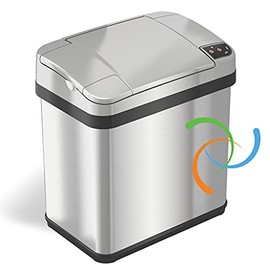 iTouchless Garbage Can with AbsorbX Odor Filter and Fragrance, Touchless Automatic Trash Bin, Perfect for Bathroom and Office, Sensor Stainless Steel, 2.5 Gallon