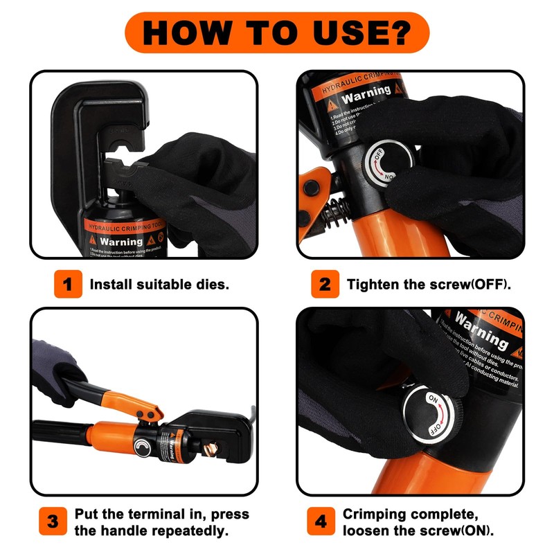 Sanuke Hydraulic Crimping Tool 10 Tons 12 AWG to 2/0