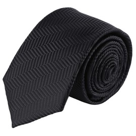 Jacob Alexander Boys Tone on Tone Herringbone Neck Tie - Black