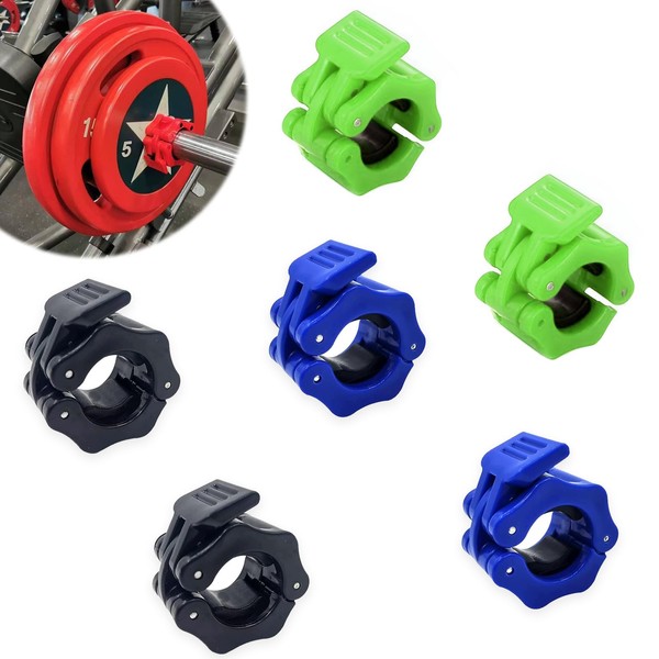 JSUOEO 6 PCS Barbell Clips, 1 Inch/2.5CM Non-Slip Quick Release