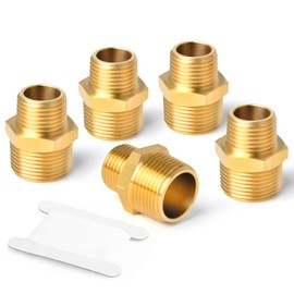 ERGAOBOY 2 pieces 3/8 inch BSP male thread x 1/2 inch BSP male thread brass reducer hexagonal nipple connector pipe fittings