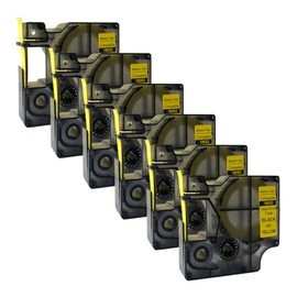 NEOUZA 18052 S0718270 Compatible with DYMO Rhino IND Pro Industrial Heat Shrink Tube Cable Labels Label Tube Length 1.5 m Black on Yellow 6 mm (6PK) Disposable
