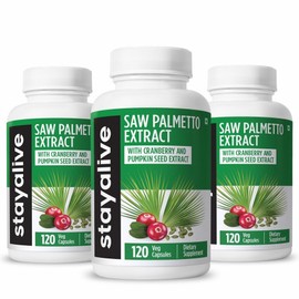 StayAlive USA Fast Buy Top Palmetto Extract Capsules 17000MG Equivalent Blend with Cranberry & Pumpkin Seeds 120 Vegan Pills for UT Prostate & Wellness Support, 3 Count, 120 Tablets / StayAlive USA 패스트 구매 톱 팔메토 추출 캡슐 17000MG 상당 크랜베리 & 호박 씨앗과 혼합 UT용 비건 알약 120개 전립선 & 웰니스 지원, 3개, 120정