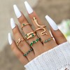 GYRMMUE Green Gemstone Ring Set for Women Crystal Emerald Set