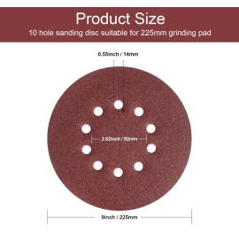 10Pcs 9" Drywall Sanding Discs 10-Hole Hook Loop 40-240 Grit Resin-Bonded Roundmaterial: Aluminum Oxide, grit: 80, size: 9"