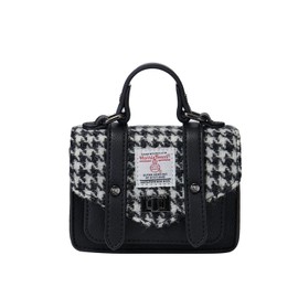 Islander Harris Tweed Wee Satchel, Mini Bag for Women, Black and White Dogtooth