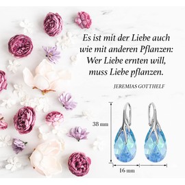 Hanging Silver Earrings 925 Silver with Zirconia - Jewellery for Women and Girls - Drop Earrings Ideal for Gifts for Women Hanging Women's Earrings, Silver, Crystal