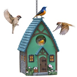 Tenforie Bird House for Outside, Resting Place for Birds, Hanging Natural Bird Nest, Bluebird House Handcrafted Hut - Green