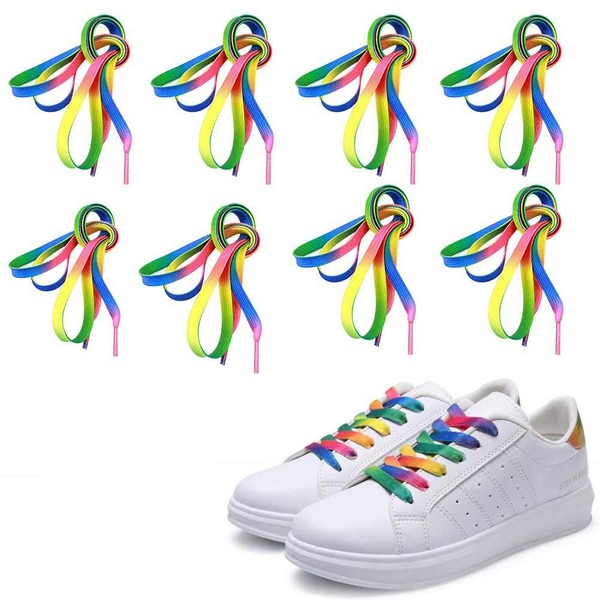8 Pairs Rainbow Laces, Pride Shoelaces Gradient Neon Roller Skate
