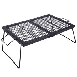 REDCAMP Folding Heavy Duty Campfire Grill Steel Grate, Portable Camp Fire Cooking Racks for Outdoor Open Flame Cooking Large 23.6 * 15.7 * 9.6"