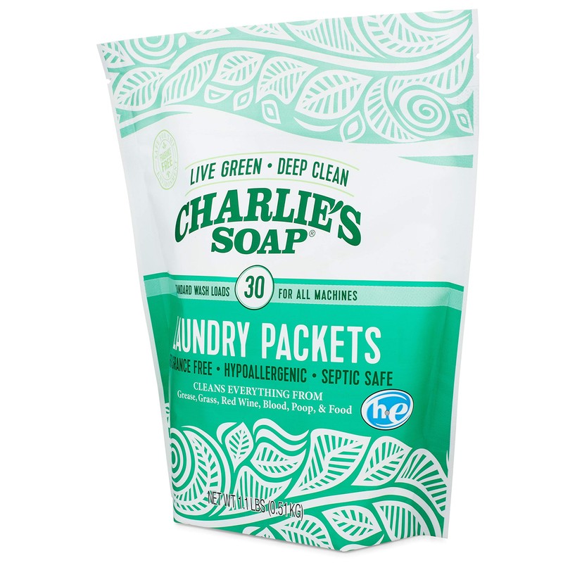 Charlie's Soap - Unscented Powdered Laundry Packets 30 Count (2