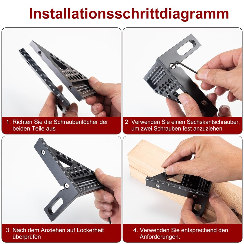YUENGJGI 3D Multifunctional Angle Gauge, Aluminum Alloy 22.5-90° Miter Gauge,