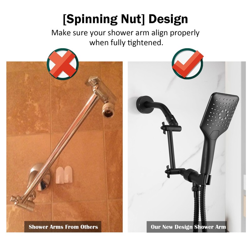 Shower Extension Arm for Rain Showerheads, Angle & Height Adjustable,