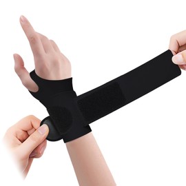 Wrist Supporter, Fixed Protection, Double Belt Compression, Thin, Breathable, Injury Prevention, Lightweight, Soft, Comfortable, Sweat Absorbent, Quick Drying, Wrist Support, Sports, Housework, Nursing, Computer/Smartphone Operation, Unisex (Black)