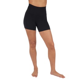 Yogalicious Lux High Waist Squat Proof Biker Short - 2 Pack 5", 7" - Black/Black 7" Elastic Free - Large