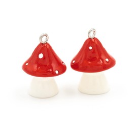 Vintageparts Resin Toadstool Pendants for DIY Jewellery, Pack of 2