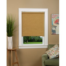 Green Mountain Vista Textured Wicker Color Woven Cordless Spring Roller Shade - Size 38" Wide x 72" Long, Cordless Blind & Shade for Home Windows and Doors, Light Filtering, Total Privacy Blind/Shade