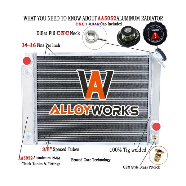 ALLOYWORKS 3 Row Aluminum Radiator For 1984-1988 85 87 Pontiac