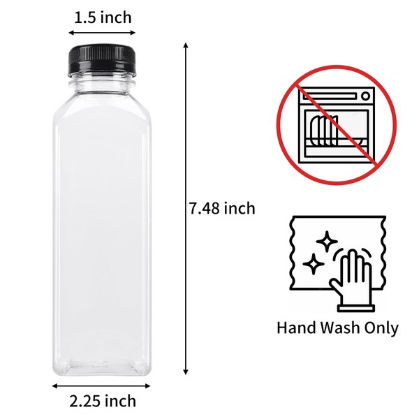 BAKHUK BAKHUK 36pcs 16oz Empty Plastic Juice Bottles with Caps,