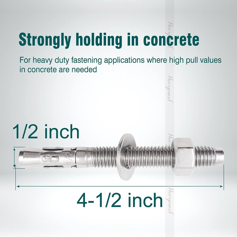 Horiznext 1/2 Concrete Anchors, 1/2 Stainless Steel Wedge Anchors for