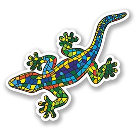 2 x Gekko Lizard Vinyl Sticker Bike Laptop Helmet Gecko Kids Skate Gift #5490 (10cm Wide x 9cm Tall)