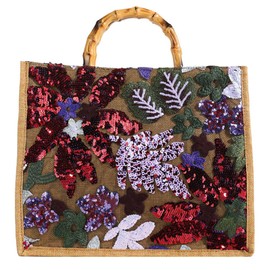 Sister Amy® Elegant Sequin-Embroidered Woven Tote Bag - Stylish Summer Beach Shoulder Handbag for Women's Vacation Essentials