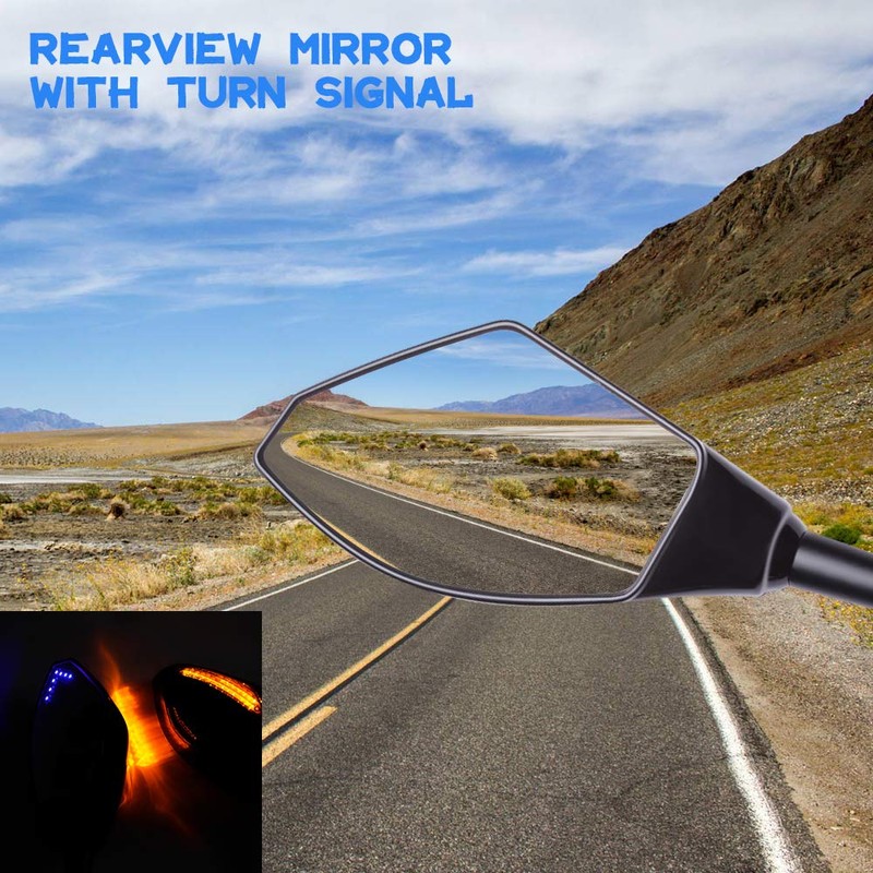 Motorcycle Side Mirrors with LED Turn Signals Compatible With GSXR