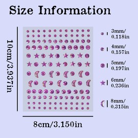 Moon Stars Festival Accessories Face Gems Jewels for Women Hair Face Diamonds Crystal Rhinestones Rave Party Club Body Face Eye Nail Makeup Stickers Temporary Tattoos (Purple)