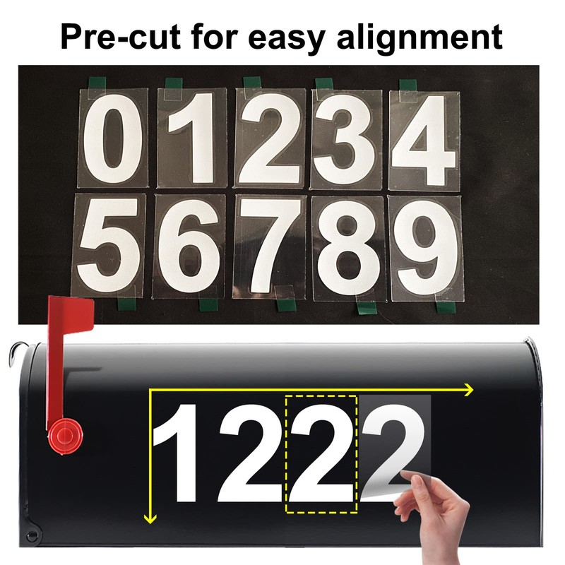 Mailbox Numbers for Outside, 50 Pcs Reflective Number Stickers with
