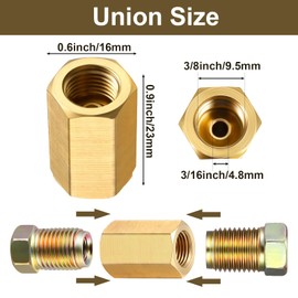Frienda 18 Pieces 3/8 Inch-24 Threads Brake Line Fittings Assortment for 3/16 Inch Tube (6 Unions, 12 Nuts)