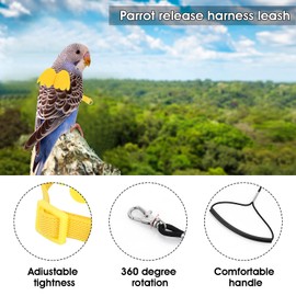 cobee Pet Harness and Lead Adjustable for Parrots Bird Training Rope Nylon Adjustable Bird Harness and Lead for Outdoor Use Suitable for Parrots (Yellow)