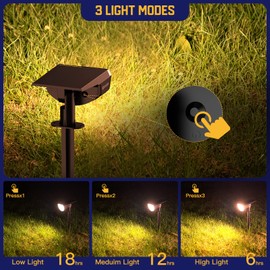 Kyosho Solar Outdoor Lights Waterproof IP67, 38 LEDs Solar Spot Lights Outdoor, 2-in-1 Landscape Solar Spotlight with 3 Modes for Lawn, Pathway, Yard, Pool, 4 Pack