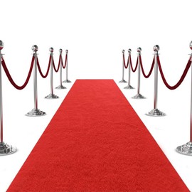 Red Carpet Runner for Party, 3 x 30 Ft, Roll-Packed with Non-Slip Backing, Heavy-Duty & Reusable Runway Rug for Event and Hollywood Party, Wedding
