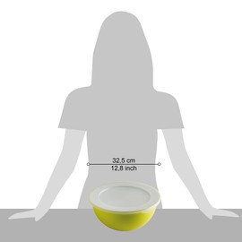 Omada Large Kitchen Bowl with Lid of 6.5 L, Lightweight, Shatterproof, Dishwasher Safe, Sanaliving Line, Acid Green