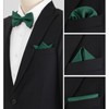 Scinzene Men's Green Bow Tie with Pocket Square Set -