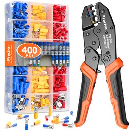 Preciva Crimping Tool Kit for Insulated Wire Connectors, AWG20-10 Ratcheting Wire Terminal Crimper with 400Pcs Insulated Connectors