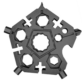 Pentagonal Snowflake Wrench 23 in One Snow Screwdriver Carbon Steel Snowflake Multi Tool with Key Ring for Daily Maintenance Outdoor Camping Survive