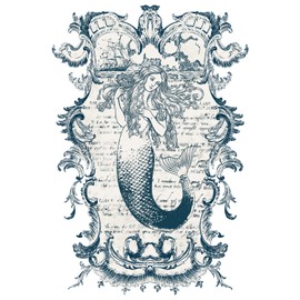GLOBLELAND 3 Sheets 3 Styles Mermaid Transfer Stickers Sea Wave Rub on Decor Transfers Sticker Decals for Cabinet Wood Door DIY Craft
