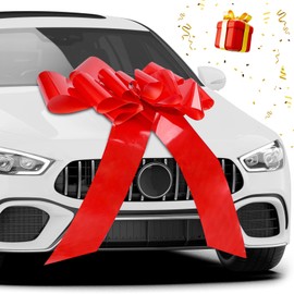 GIBOHOM Large Car Bow, Giant Gift Bow, 76 cm / 30 Inches, Reusable Large Bow for Car, Bike, Christmas, Wedding, Birthdays, with Suction Cup and 4 Small Bows, Red