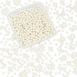 PH PandaHall 4mm Pearl Beads, 1000 Pcs Tiny Smooth Satin Luster Craft Glass Pearl Bead Round Loose Spacer Beads for Earring Bracelet Necklace Waist Chain Wedding Crafts, Cream White